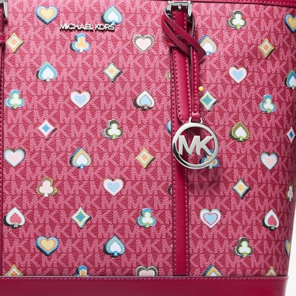 Michael Kors Jet Set Large Pink Heart  Tote Bag NWT - Picture 4 of 5